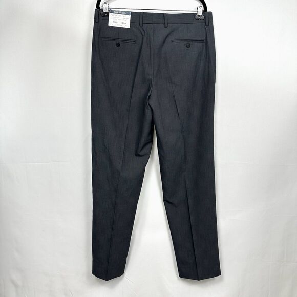 NWT Nautica Men's Dark Gray Regular Fit Suit Dress Flat Front Pants 40x34 - Picture 2 of 5